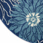 HomeRoots 4' Round Navy and Ivory Floral Area Rug
