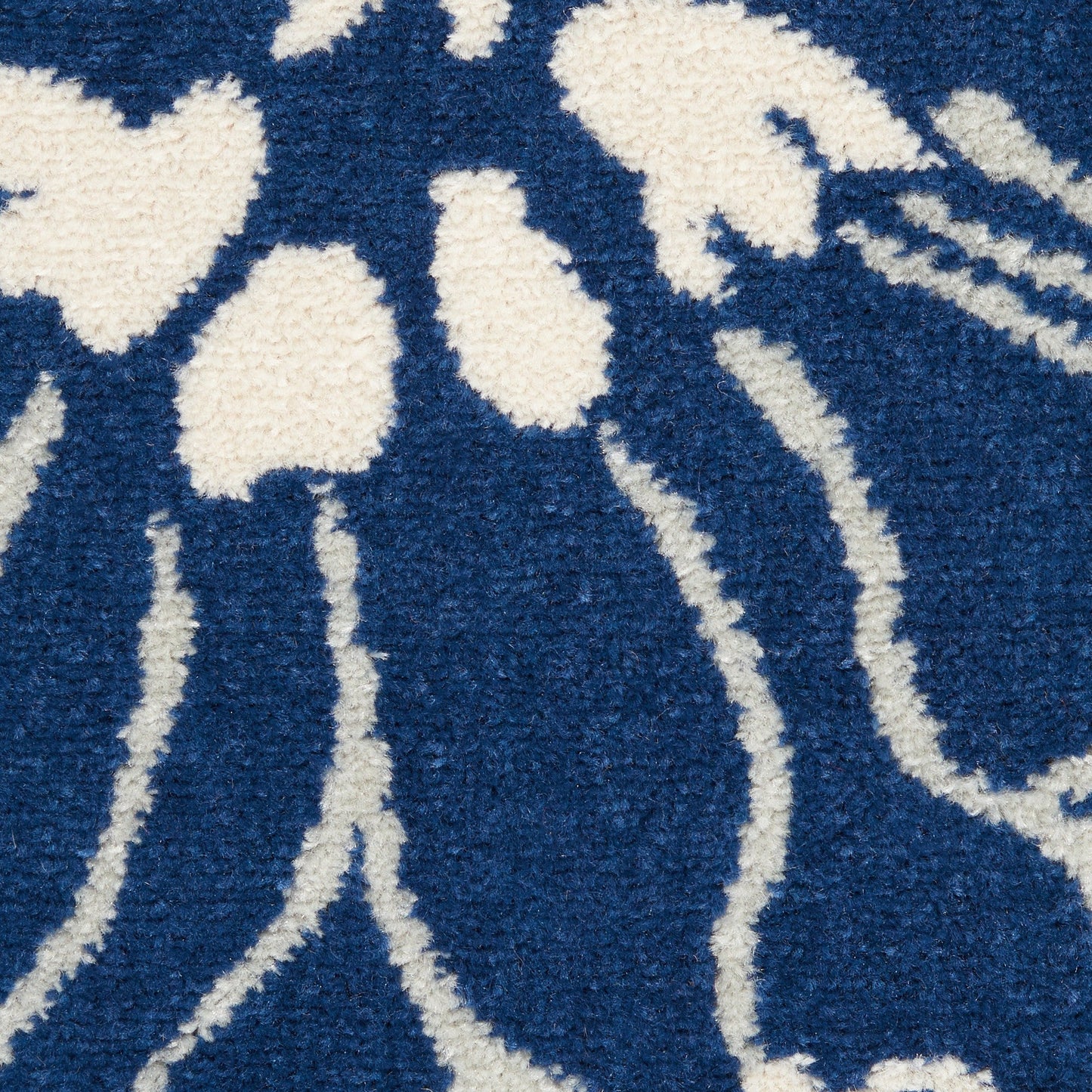 HomeRoots 4' Round Navy and Ivory Floral Area Rug