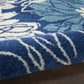 HomeRoots 4' Round Navy and Ivory Floral Area Rug