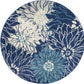 HomeRoots 4' Round Navy and Ivory Floral Area Rug