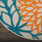 HomeRoots 4’ Round Orange Outdoor Area Rug With Floral Finish