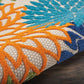 HomeRoots 4’ Round Orange Outdoor Area Rug With Floral Finish