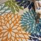 HomeRoots 4’ Round Orange Outdoor Area Rug With Floral Finish