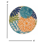 HomeRoots 4’ Round Orange Outdoor Area Rug With Floral Finish