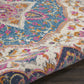 HomeRoots 4' Round Pink and Blue Floral Medallion Area Rug