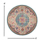 HomeRoots 4' Round Pink and Blue Floral Medallion Area Rug