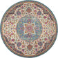 HomeRoots 4' Round Pink and Blue Floral Medallion Area Rug