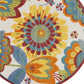HomeRoots 4' Round Yellow and Ivory Indoor Outdoor Area Rug