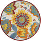 HomeRoots 4' Round Yellow and Ivory Indoor Outdoor Area Rug