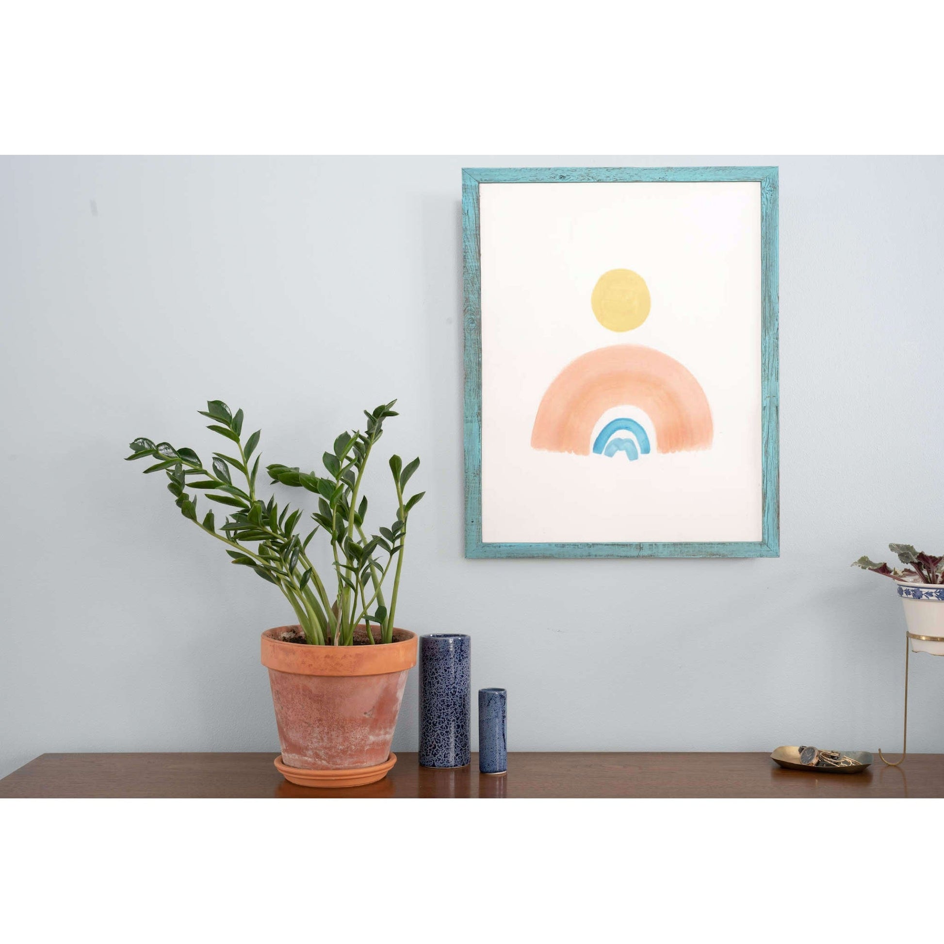 HomeRoots 4” x 4” Rustic Farmhouse Light Aqua Blue Wood Frame