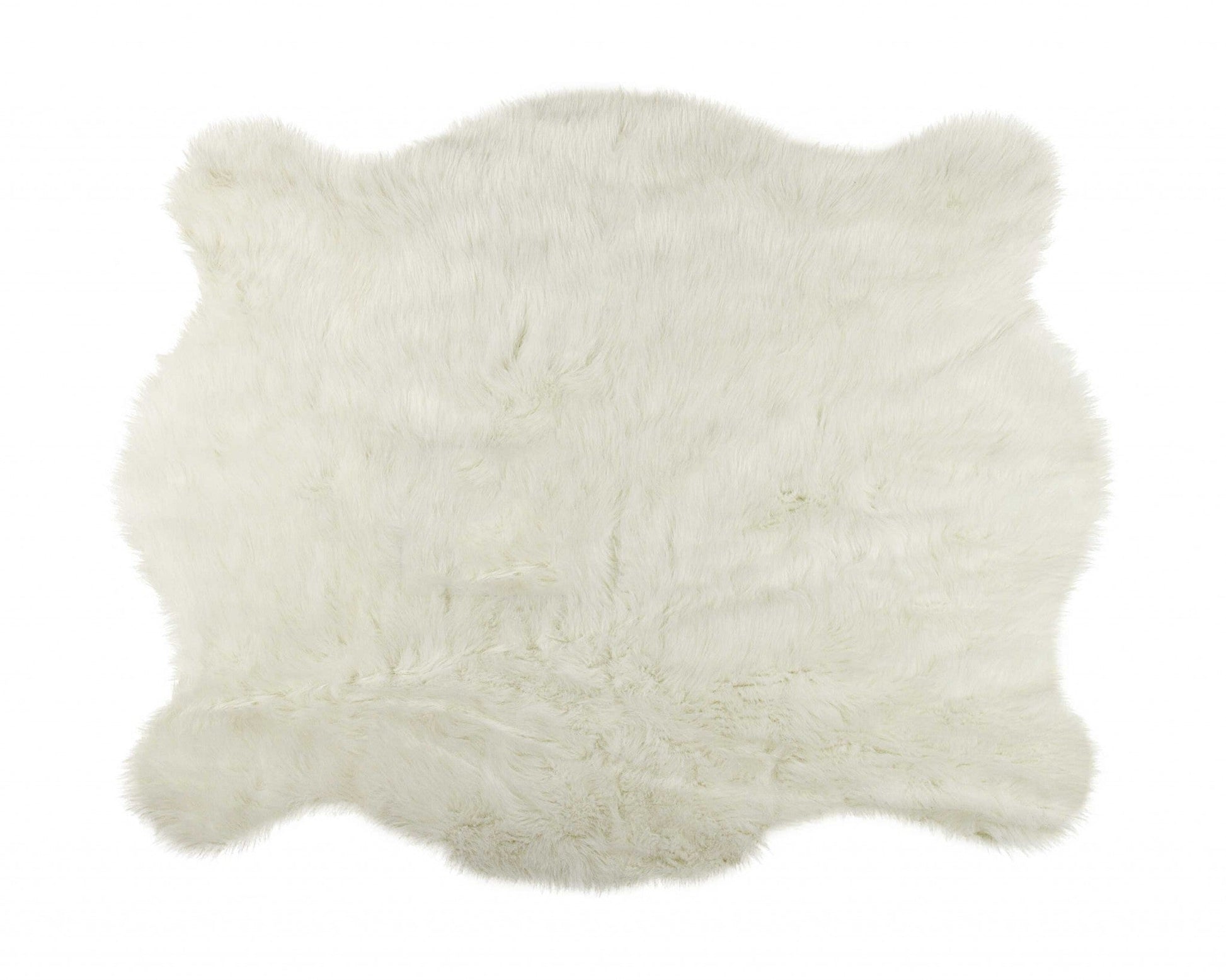 HomeRoots 4' x 5' Polar Bear Faux Hide Area Rug in Off White Finish