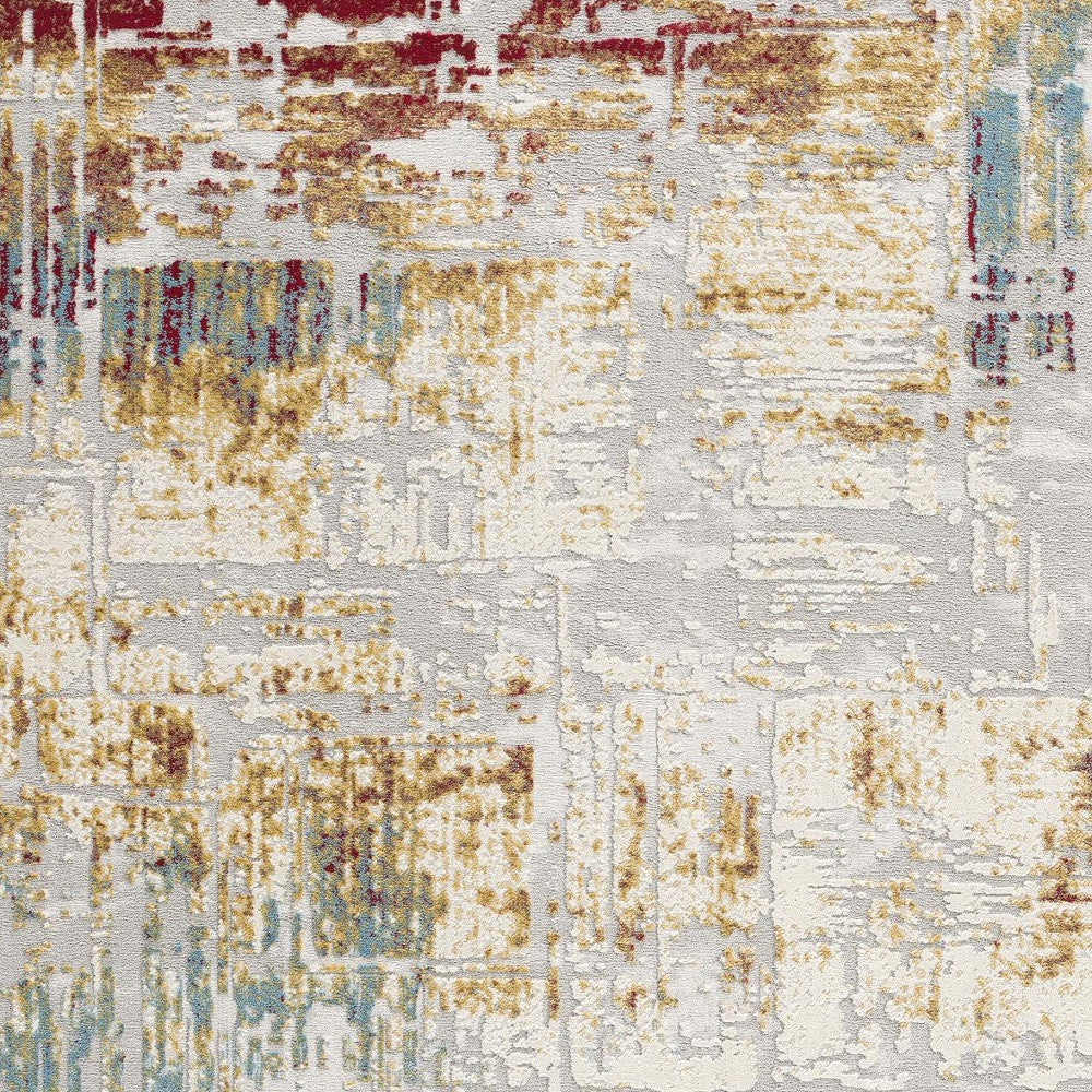HomeRoots 4' x 6' Abstract Beige and Gold Modern Area Rug