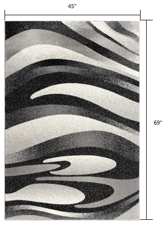 HomeRoots 4' x 6' Black and Gray Abstract Marble Area Rug