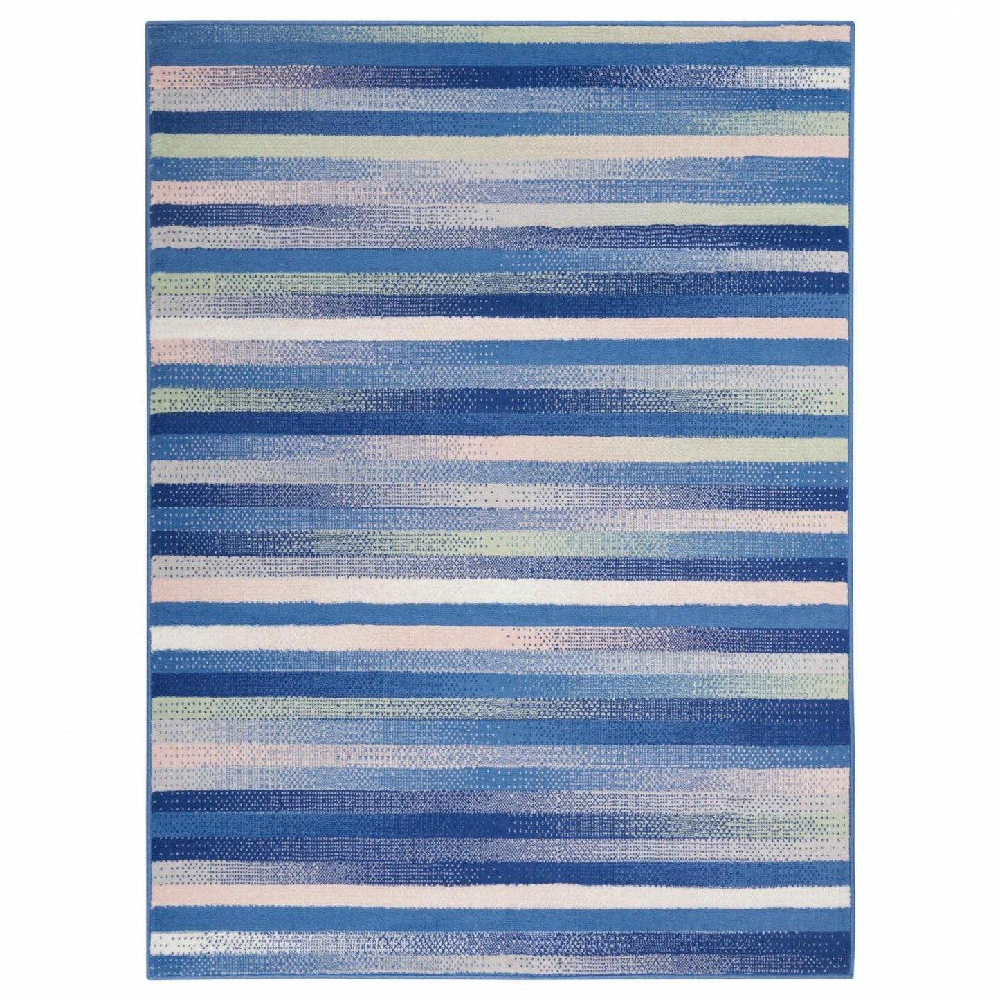HomeRoots 4' x 6' Blue and Ivory Halftone Stripe Area Rug