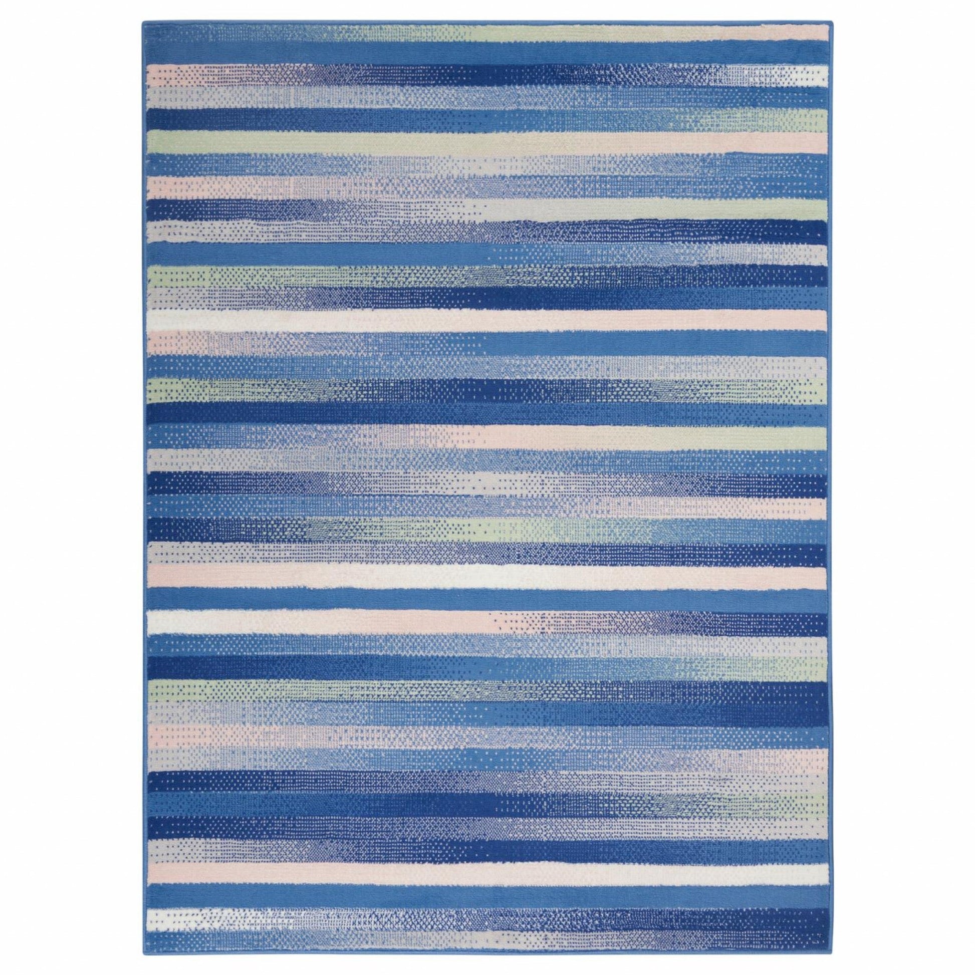 HomeRoots 4' x 6' Blue and Ivory Halftone Stripe Area Rug