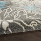HomeRoots 4' x 6' Charcoal and Blue Big Flower Area Rug