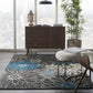 HomeRoots 4' x 6' Charcoal and Blue Big Flower Area Rug