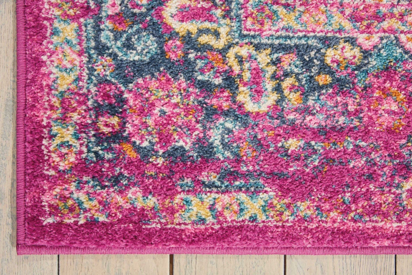HomeRoots 4' x 6' Fuchsia and Blue Distressed Area Rug