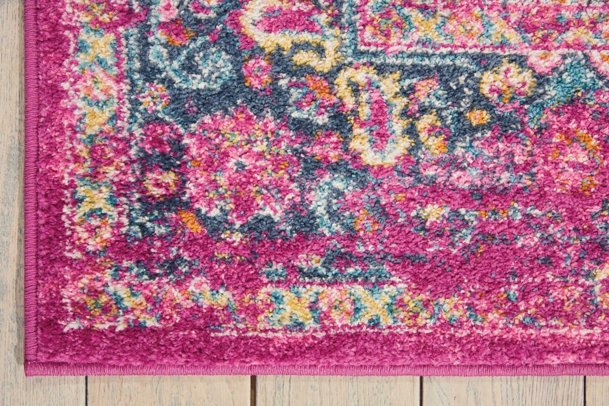 HomeRoots 4' x 6' Fuchsia and Blue Distressed Area Rug