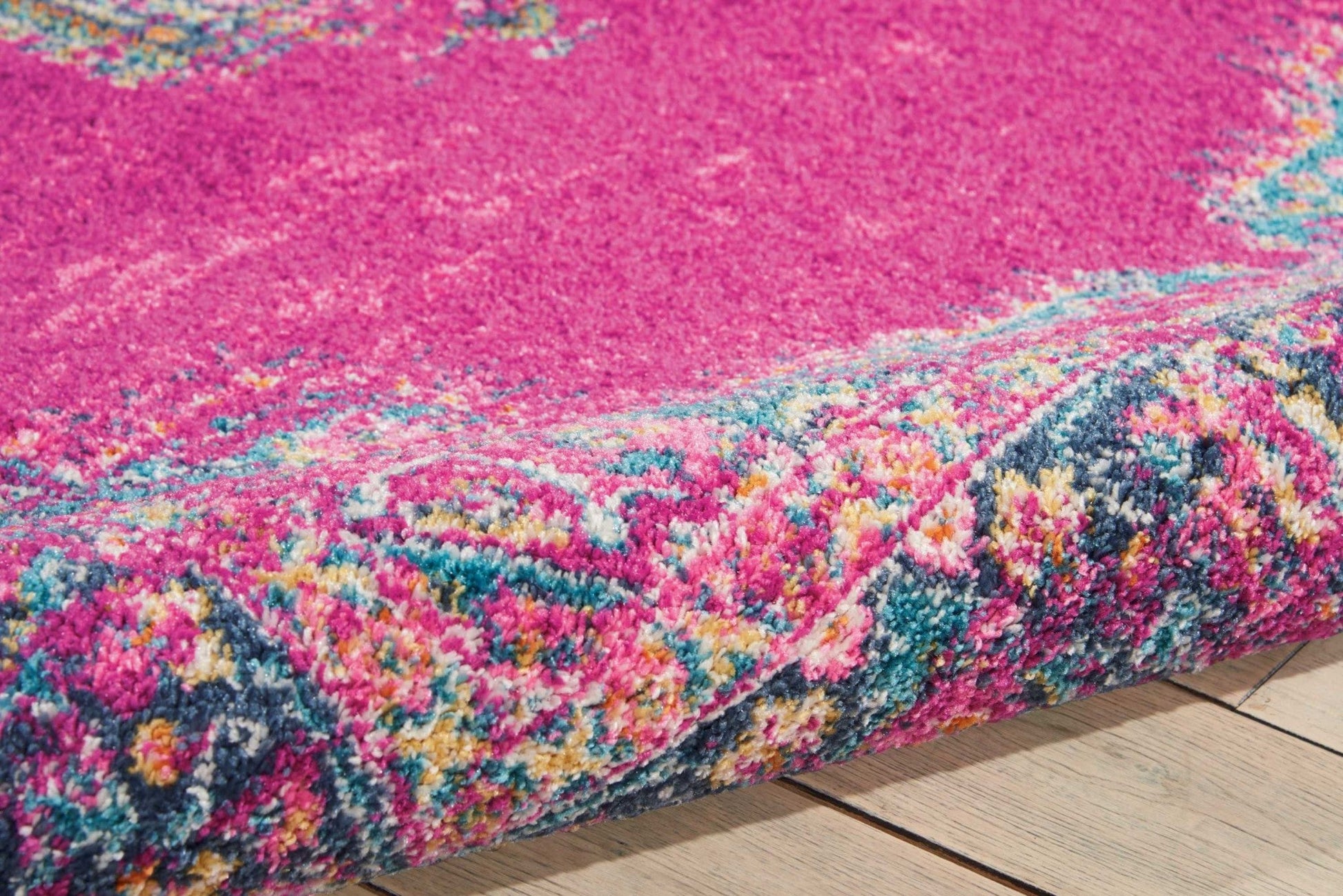 HomeRoots 4' x 6' Fuchsia and Blue Distressed Area Rug