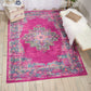 HomeRoots 4' x 6' Fuchsia and Blue Distressed Area Rug