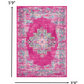 HomeRoots 4' x 6' Fuchsia and Blue Distressed Area Rug
