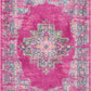 HomeRoots 4' x 6' Fuchsia and Blue Distressed Area Rug