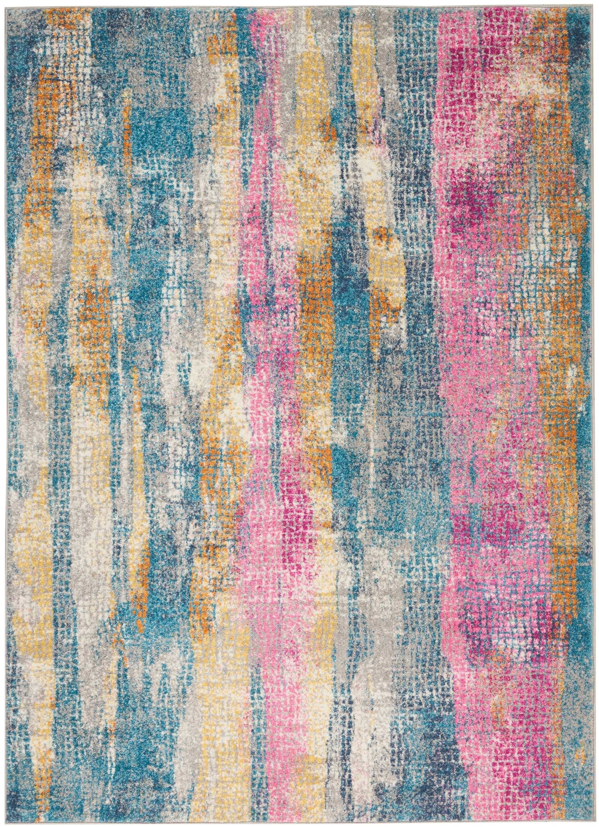 HomeRoots 4' x 6' Gray Colorful Abstract Stripes Area Rug