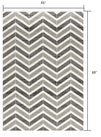 HomeRoots 4' x 6' Gray Distressed Chevron Area Rug