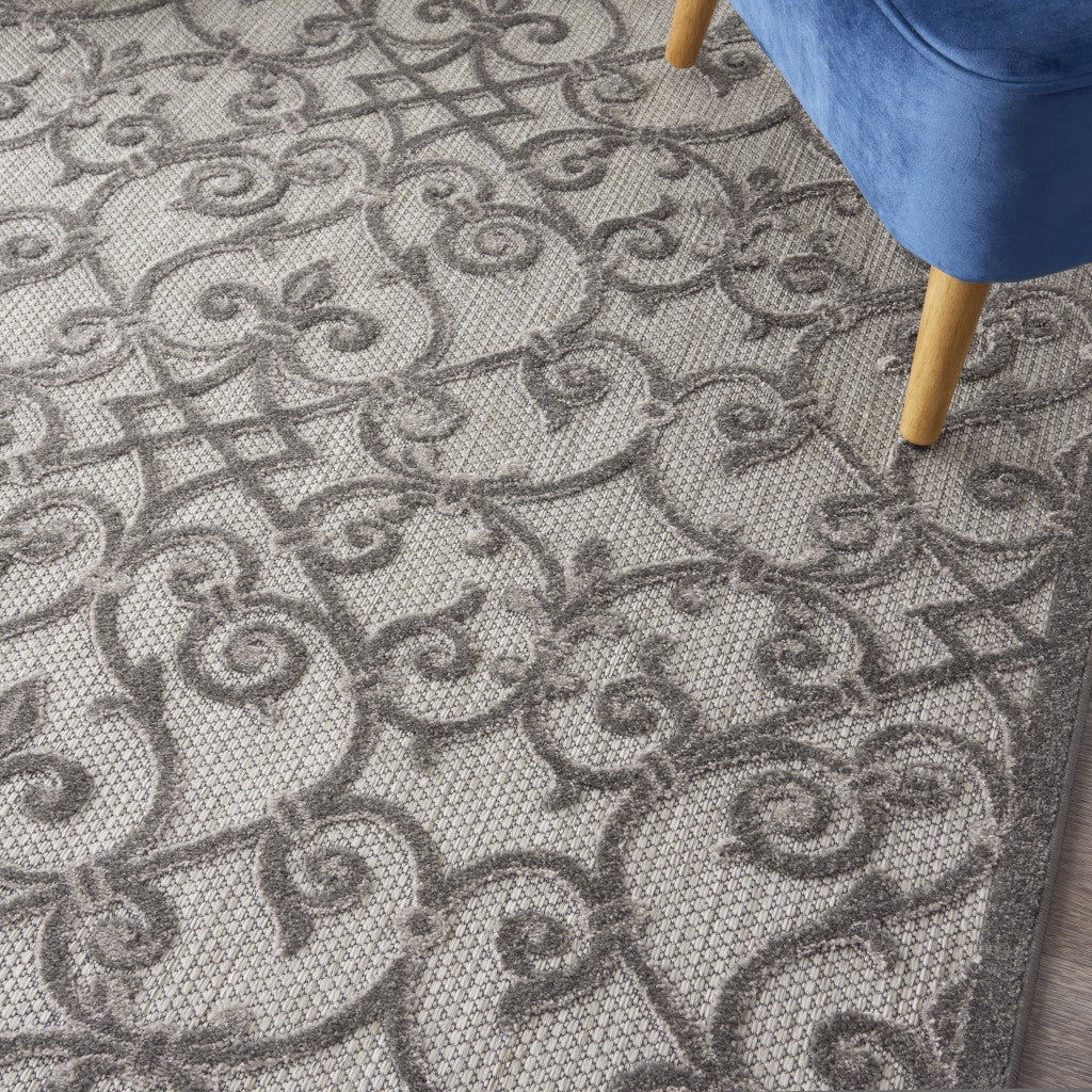 HomeRoots 4’ x 6’ Gray and Charcoal Indoor Outdoor Area Rug
