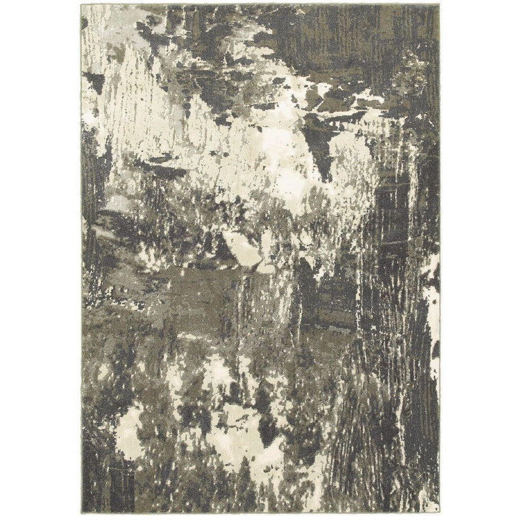 HomeRoots 4' x 6' Gray and Ivory Abstract Area Rug