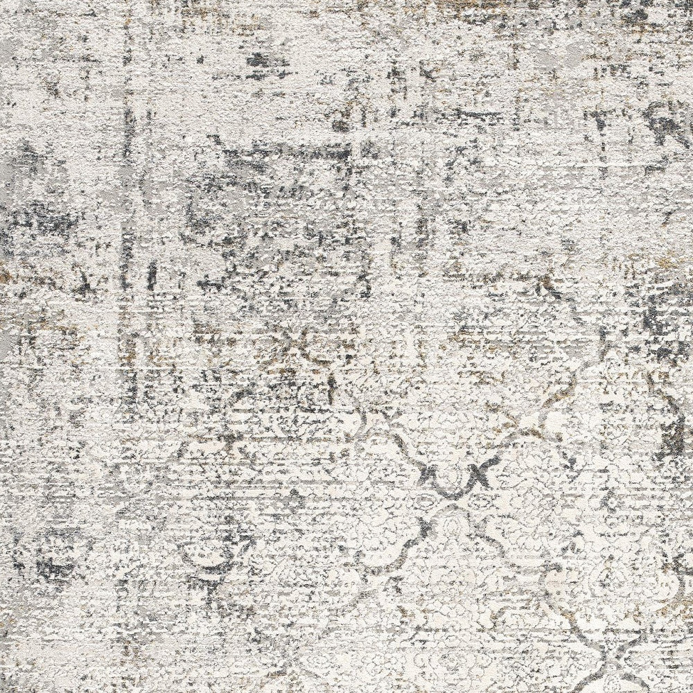 HomeRoots 4' x 6' Gray and Ivory Abstract Distressed Area Rug
