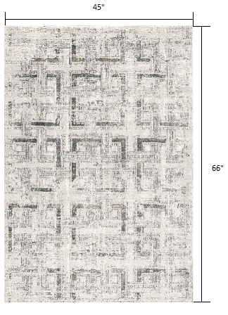 HomeRoots 4' x 6' Gray and Ivory Abstract Distressed Area Rug