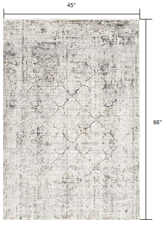 HomeRoots 4' x 6' Gray and Ivory Abstract Distressed Area Rug