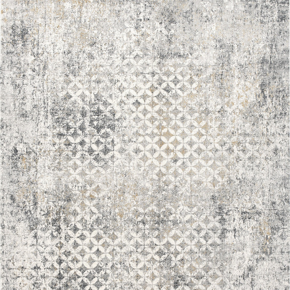 HomeRoots 4' x 6' Gray and Ivory Distressed Area Rug