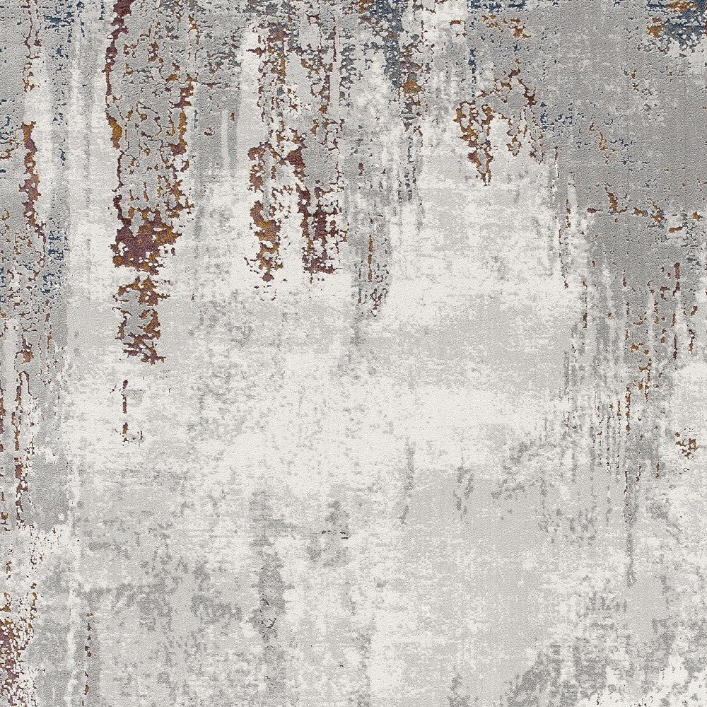 HomeRoots 4' x 6' Gray and Ivory Modern Abstract Area Rug
