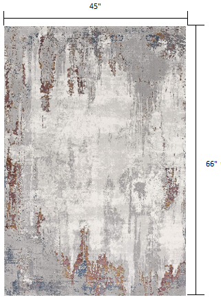 HomeRoots 4' x 6' Gray and Ivory Modern Abstract Area Rug