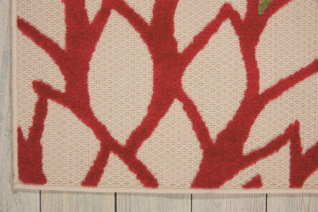 HomeRoots 4’ x 6’ Green Floral Indoor Outdoor Area Rug