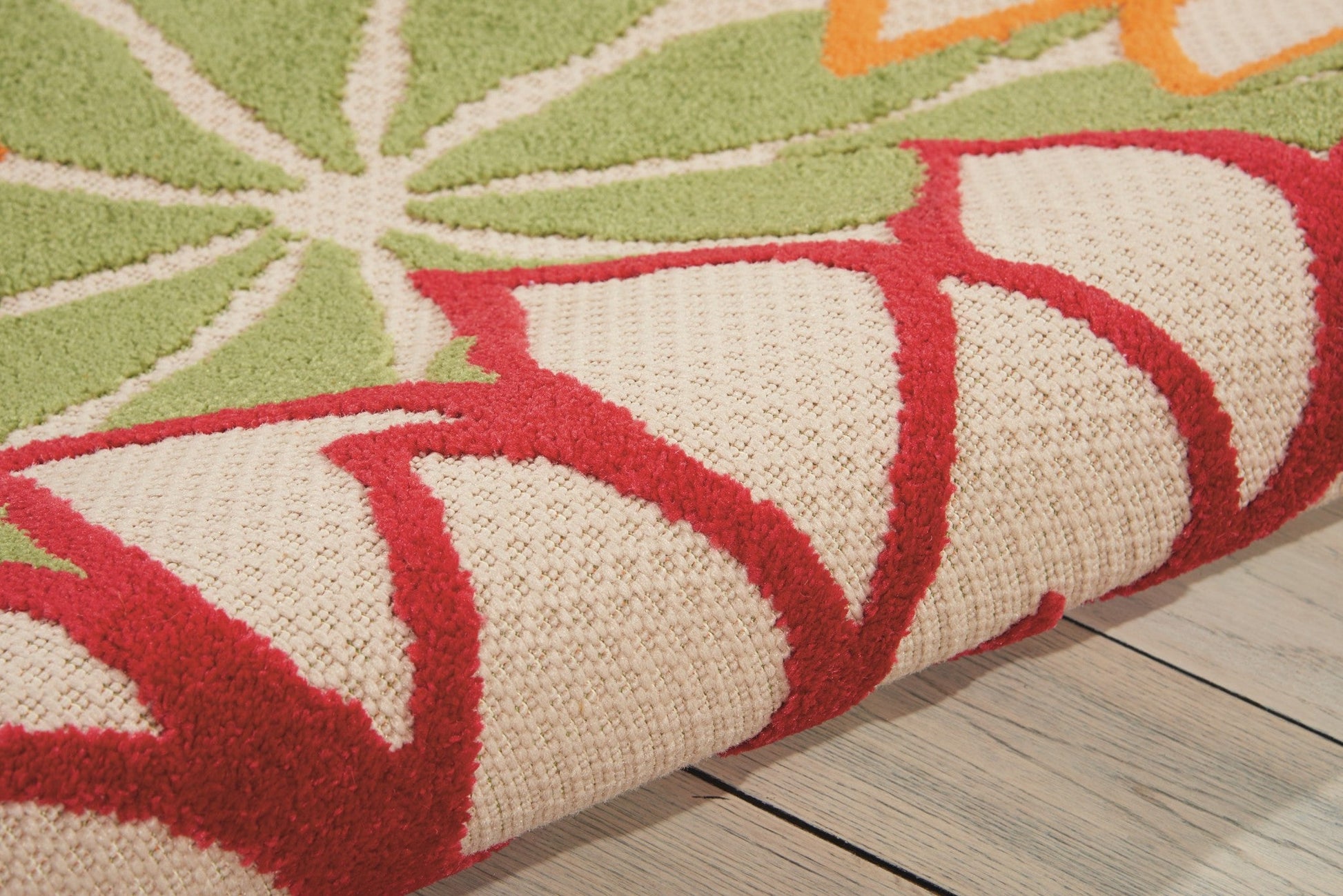 HomeRoots 4’ x 6’ Green Floral Indoor Outdoor Area Rug