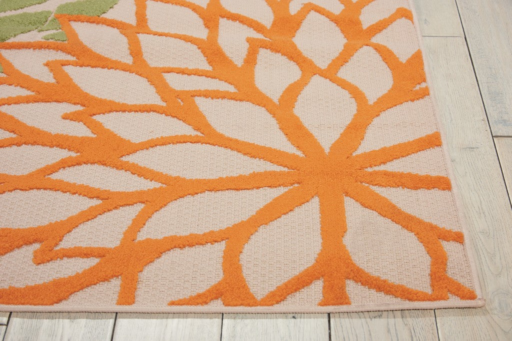 HomeRoots 4’ x 6’ Green Floral Indoor Outdoor Area Rug