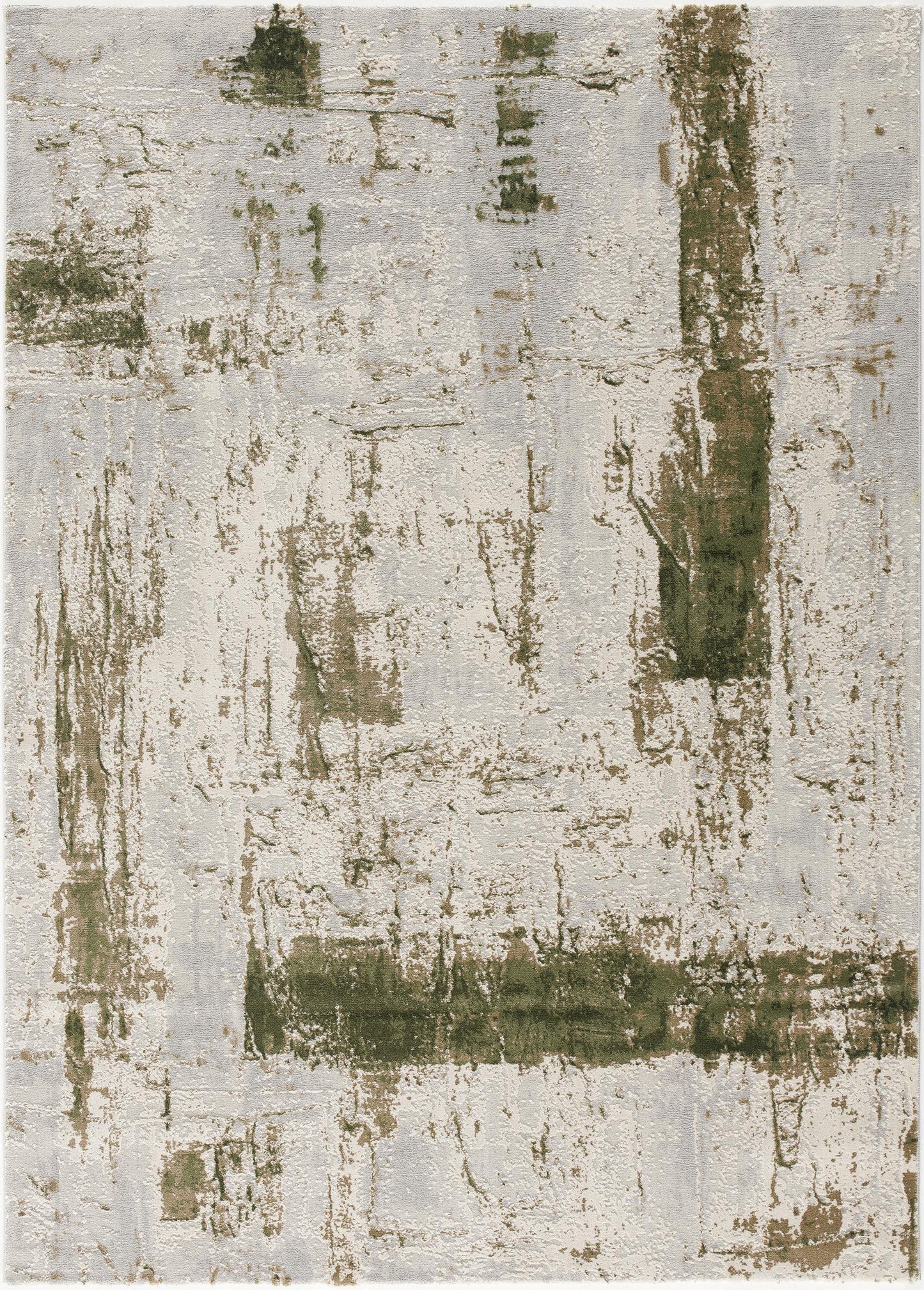 HomeRoots 4' x 6' Green and Ivory Distressed Area Rug
