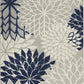 HomeRoots 4’ x 6’ Ivory and Navy Indoor Outdoor Area Rug