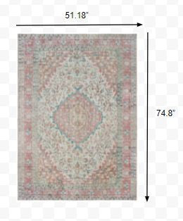 HomeRoots 4' x 6' Ivory and Pink Oriental Area Rug