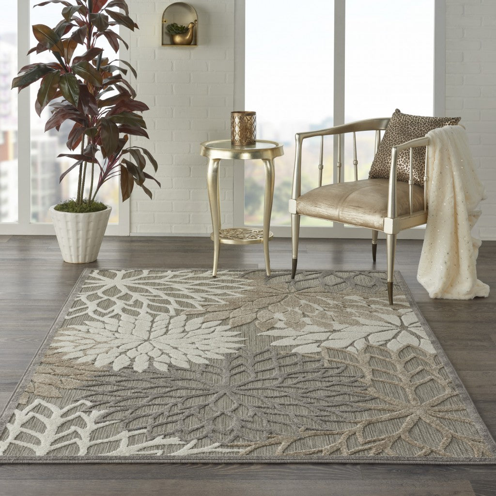 HomeRoots 4’ x 6’ Natural and Gray Indoor Outdoor Area Rug