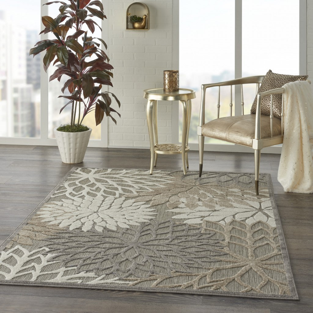 HomeRoots 4’ x 6’ Natural and Gray Indoor Outdoor Area Rug