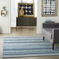 HomeRoots 4’ x 6’ Navy Blue Ornate Stripes Area Rug
