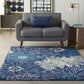 HomeRoots 4' x 6' Navy and Ivory Floral Area Rug