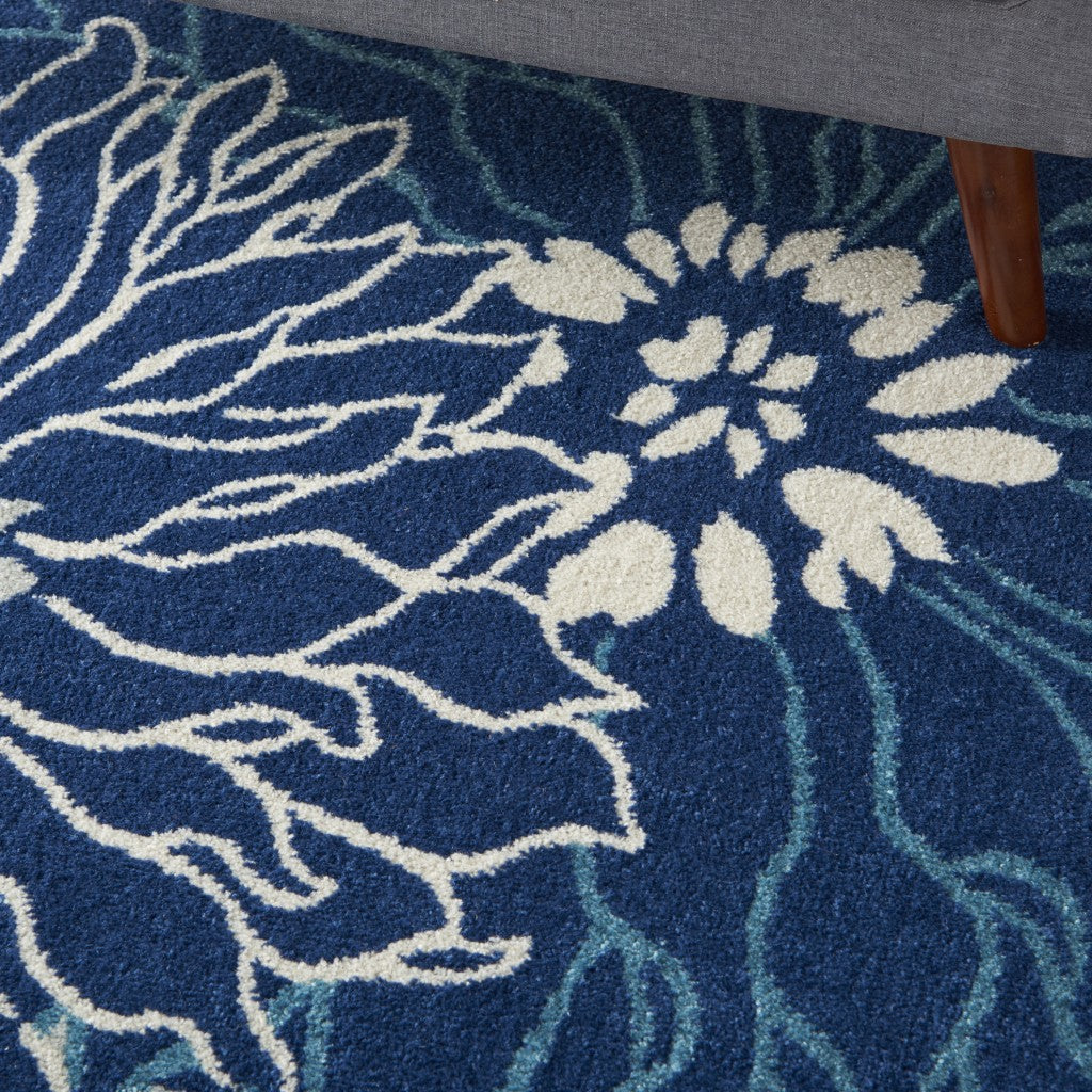 HomeRoots 4' x 6' Navy and Ivory Floral Area Rug