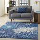 HomeRoots 4' x 6' Navy and Ivory Floral Area Rug