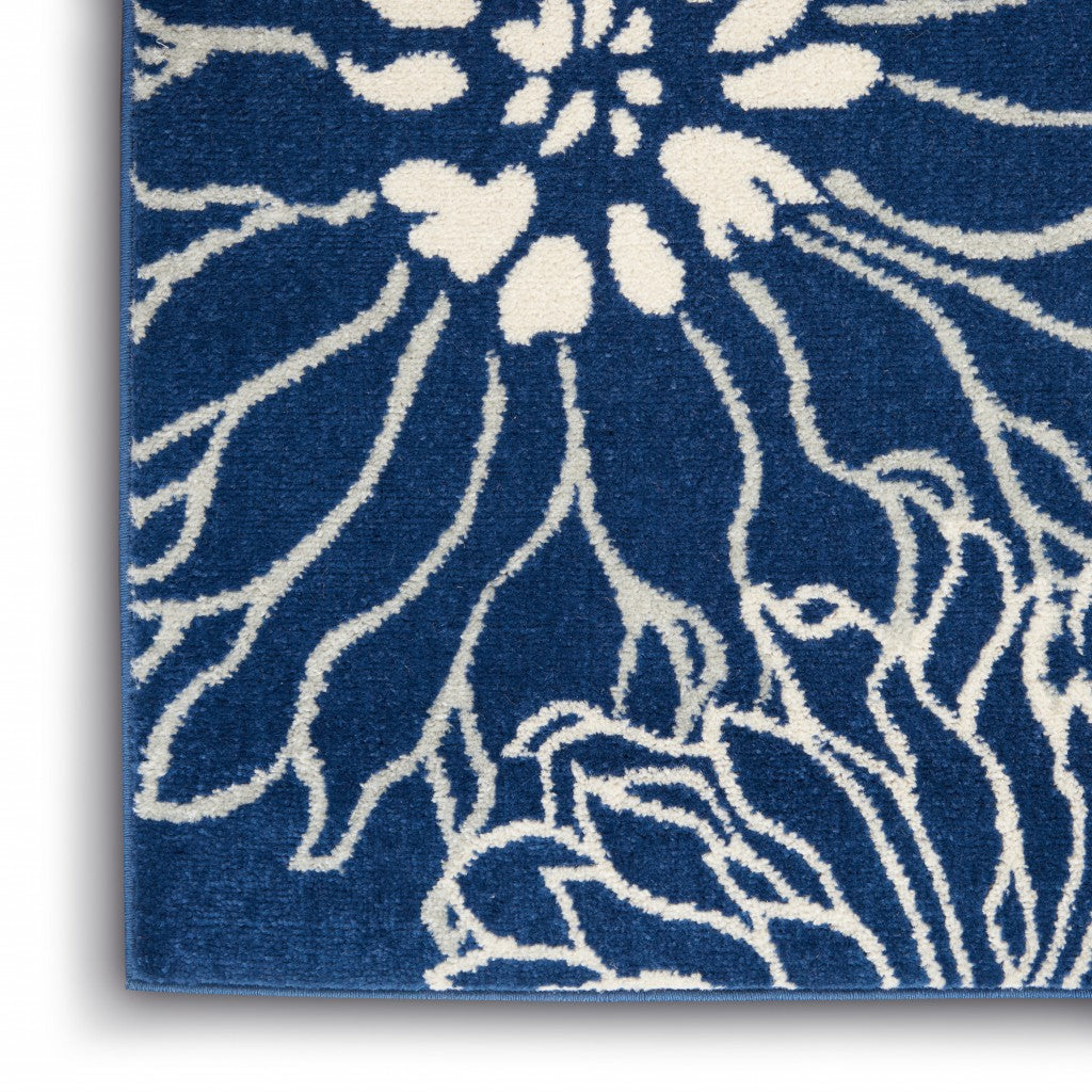 HomeRoots 4' x 6' Navy and Ivory Floral Area Rug